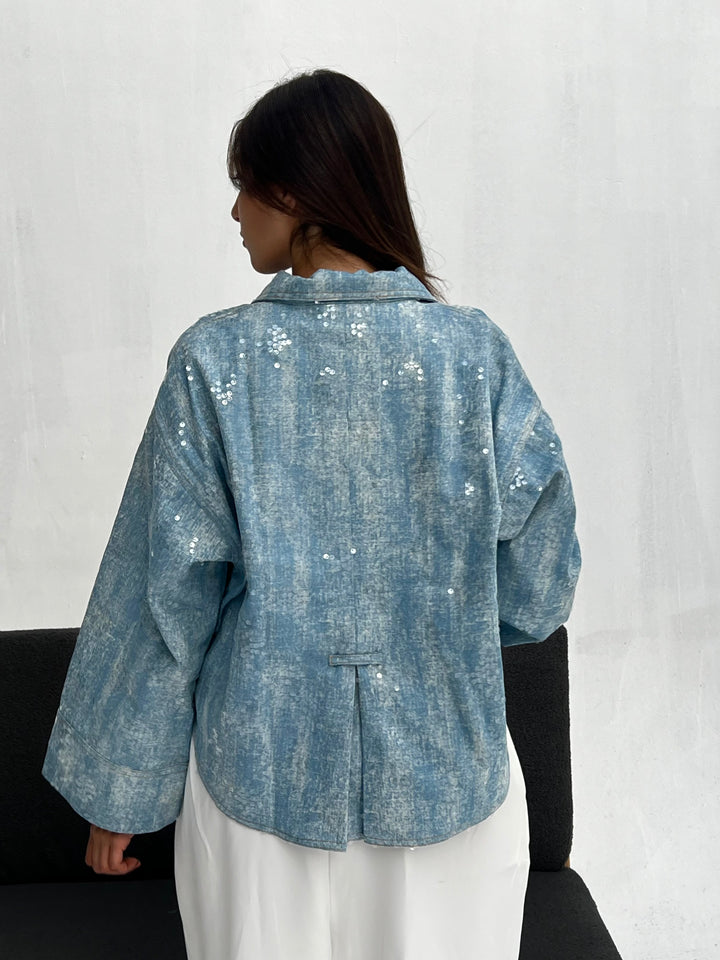 Bling Light Faded Denim Shirt