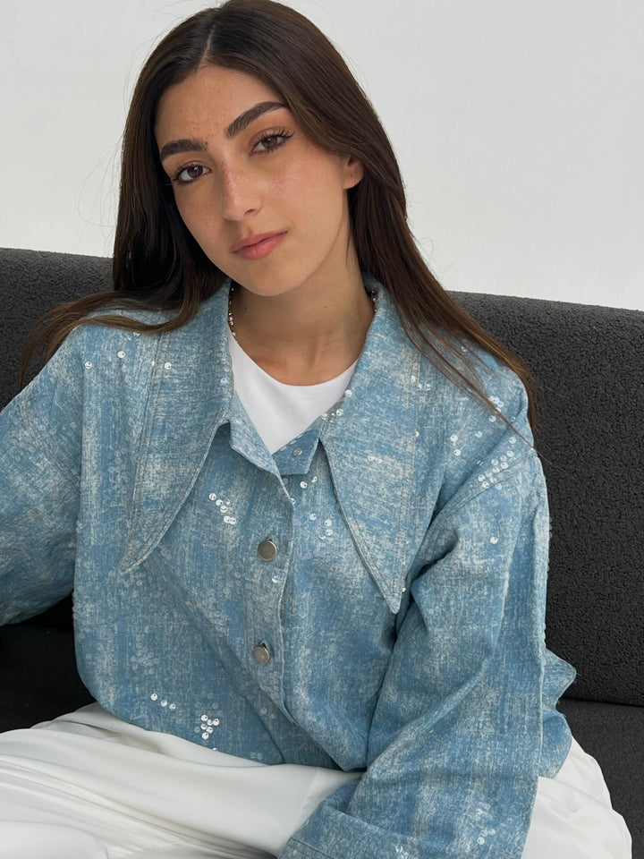 Bling Light Faded Denim Shirt