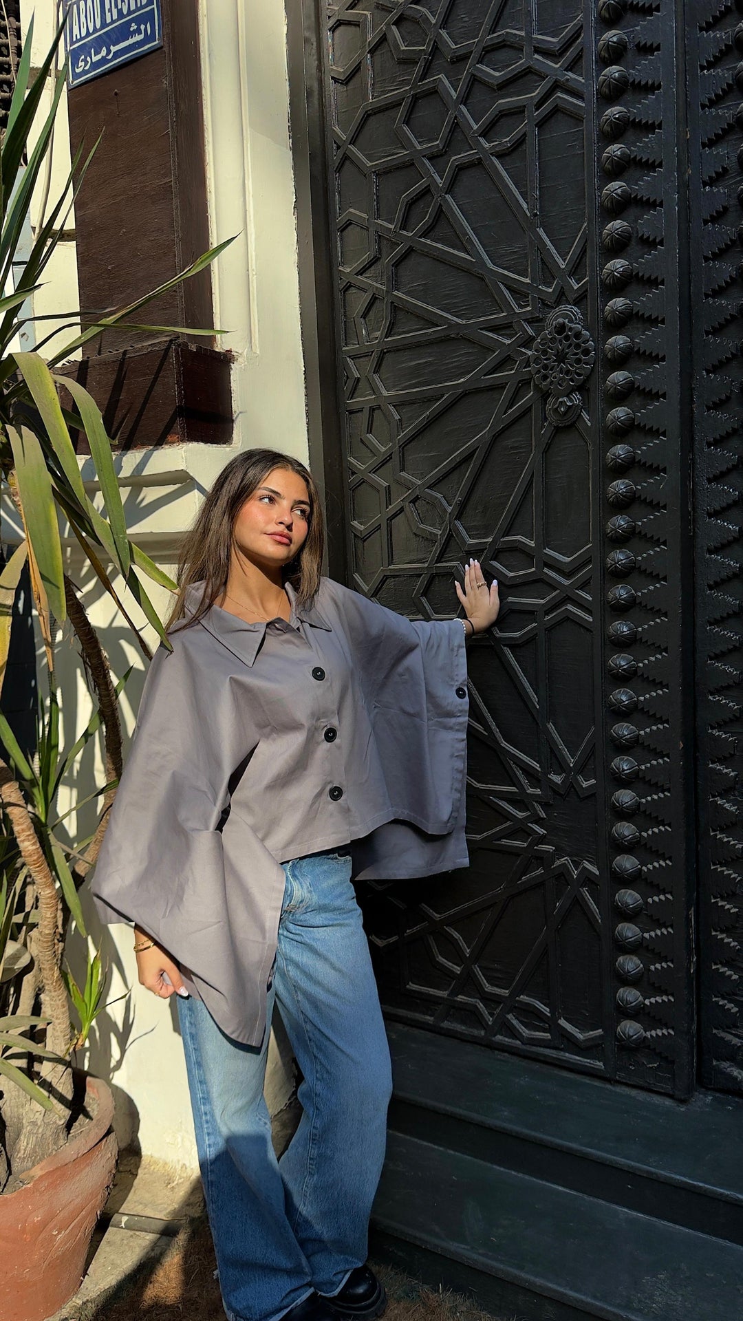 Cape Cropped Trench - Grey