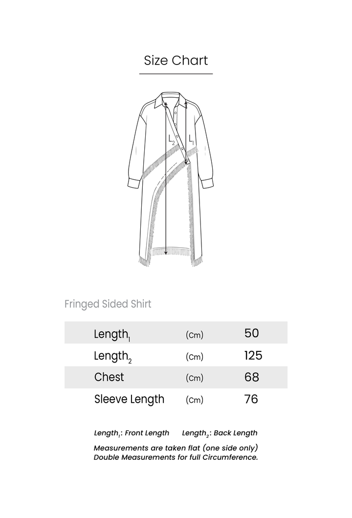 Fringed Sided Shirt in Beige
