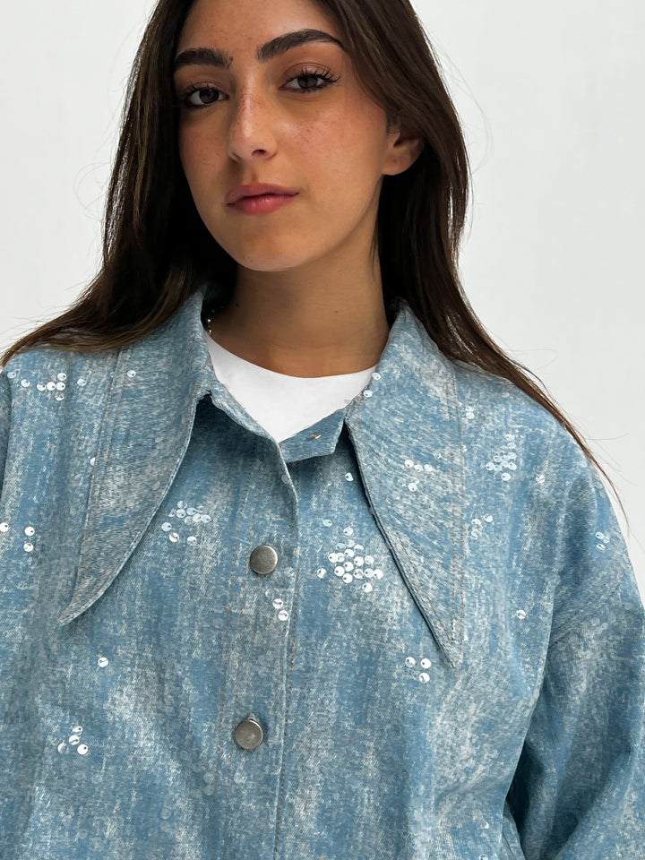 Bling Light Faded Denim Shirt
