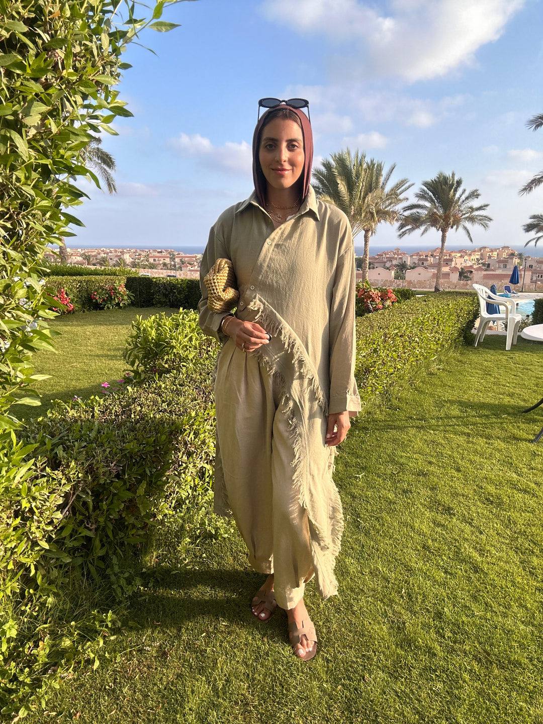 Fringed Sided Shirt in Olive