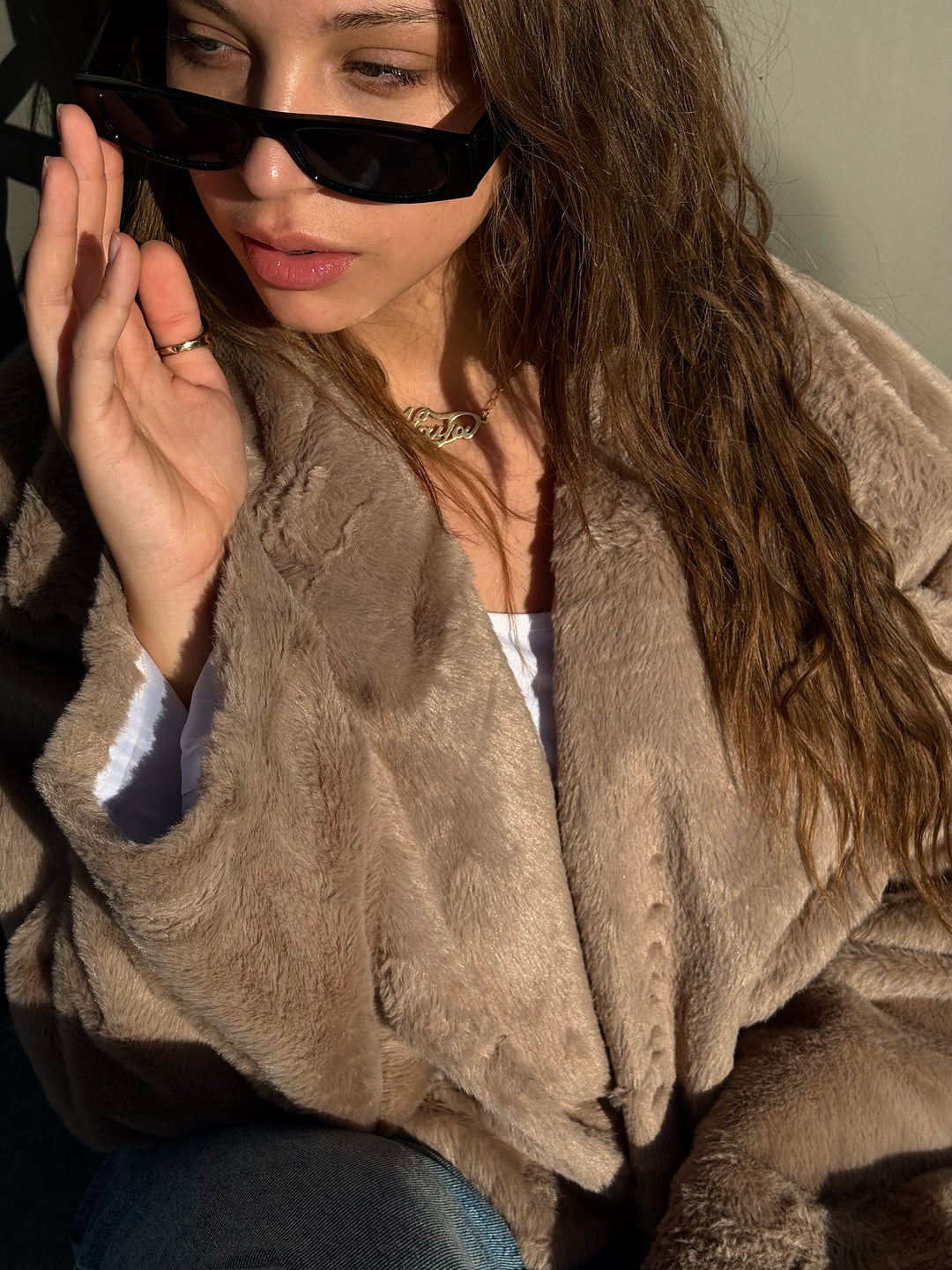 Faux Fur Jacket - Beige