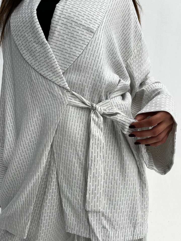 Cotton Pinstripe Set - White