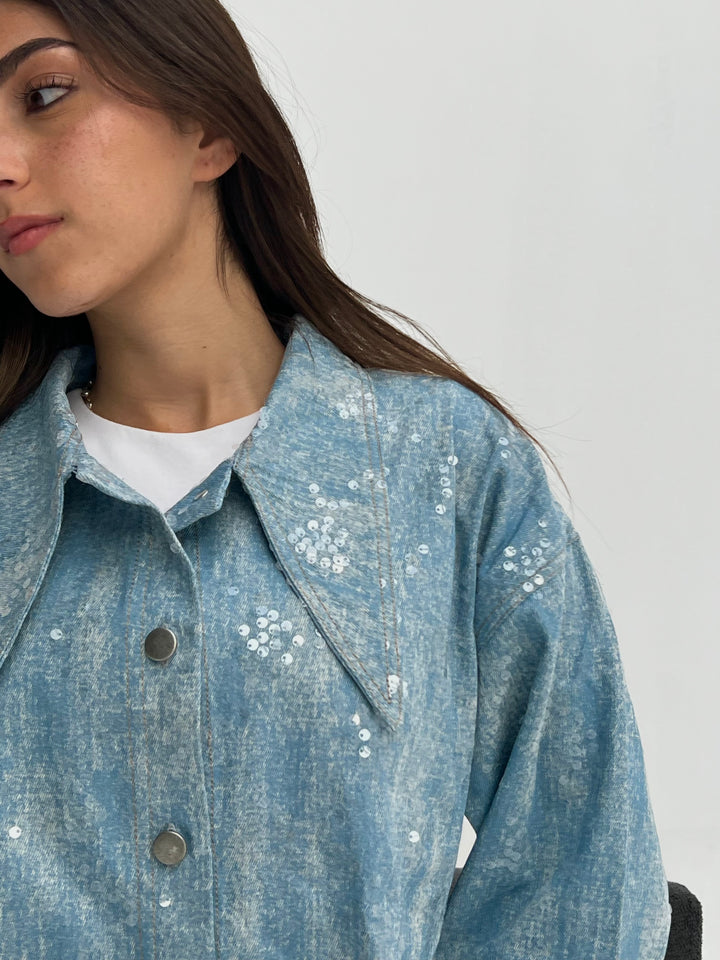 Bling Light Faded Denim Shirt