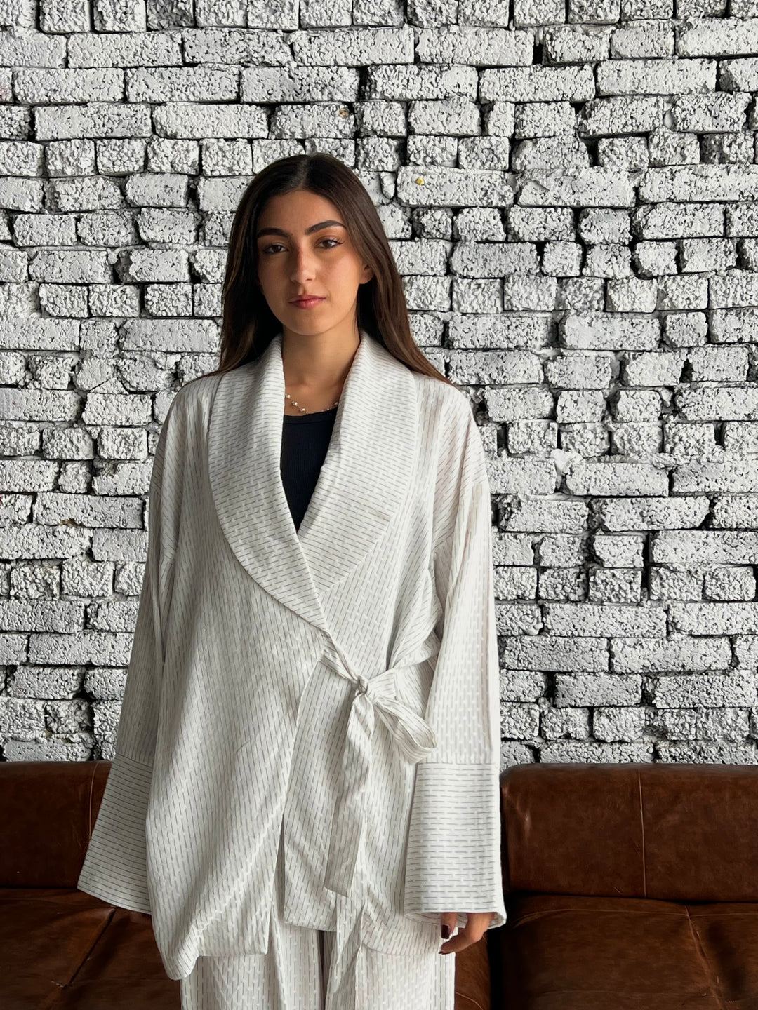 Cotton Pinstripe Set - White