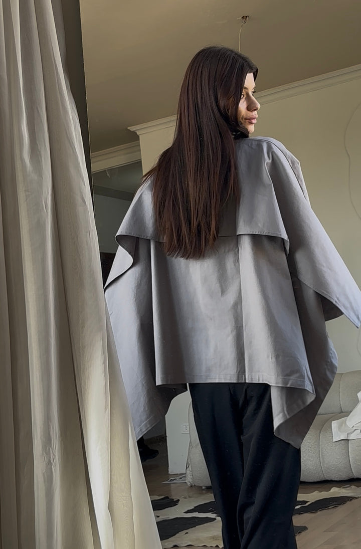 Cape Cropped Trench - Grey