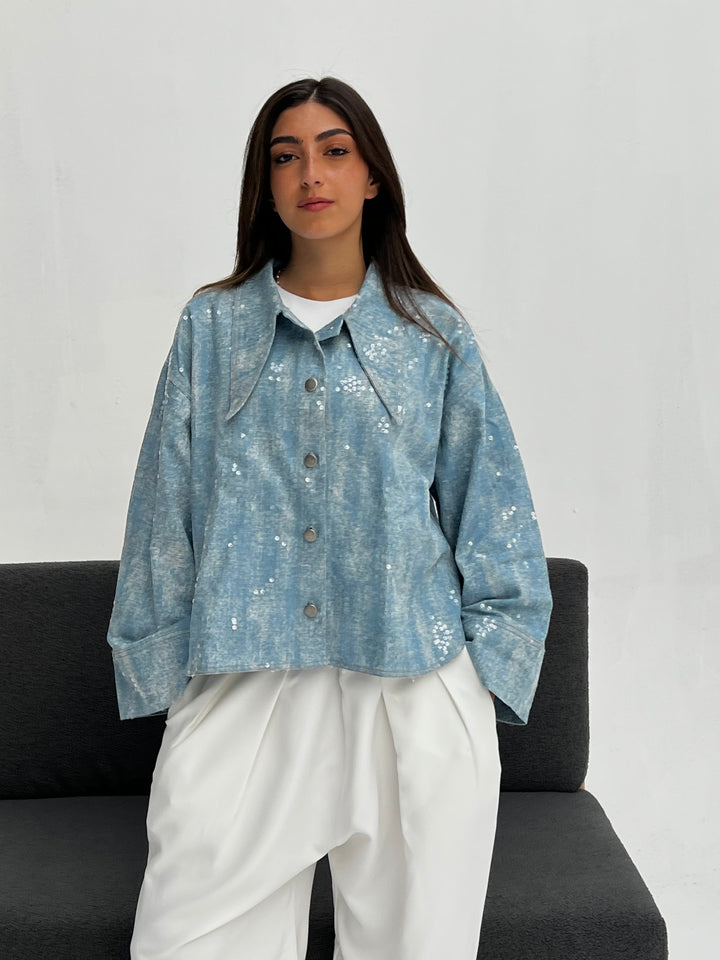 Bling Light Faded Denim Shirt