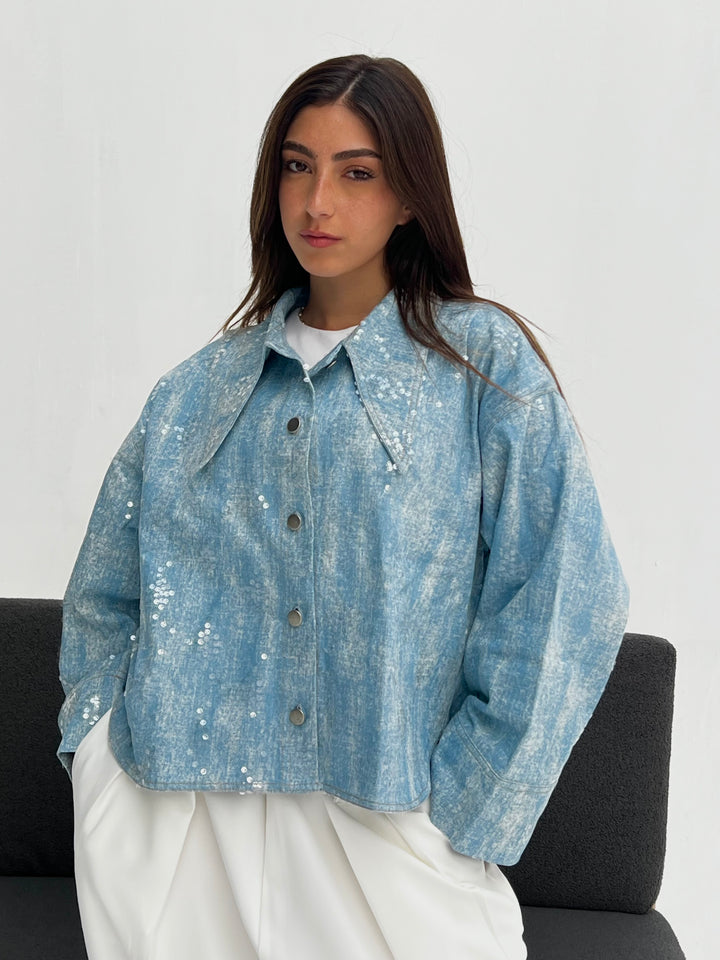 Bling Light Faded Denim Shirt