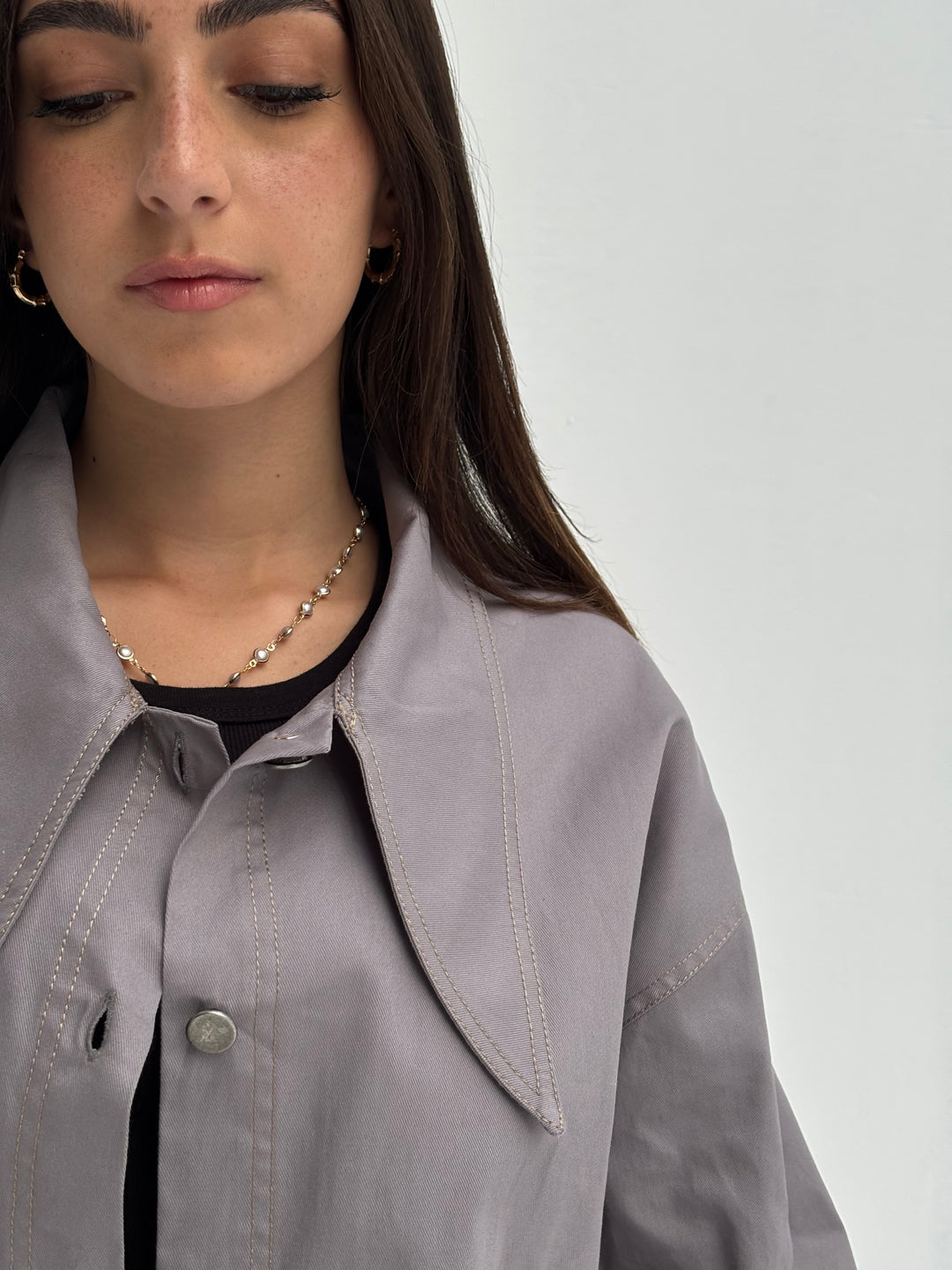 Pointed Shirt Jacket - Grey