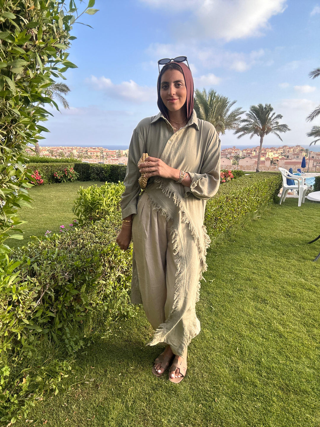 Fringed Sided Shirt in Olive