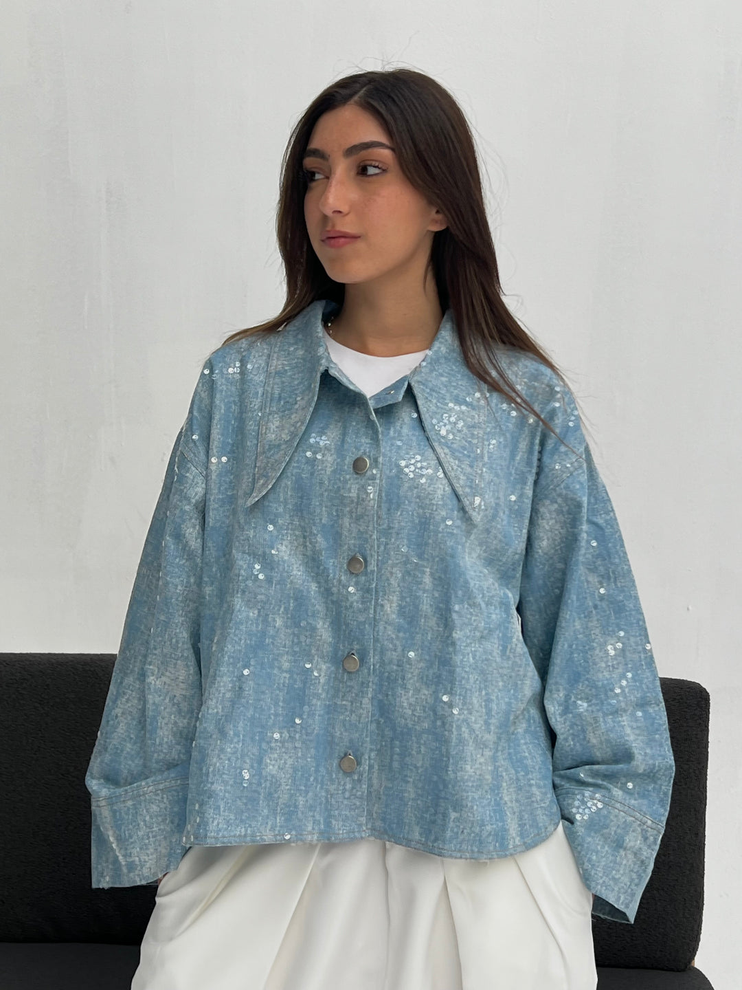 Bling Light Faded Denim Shirt