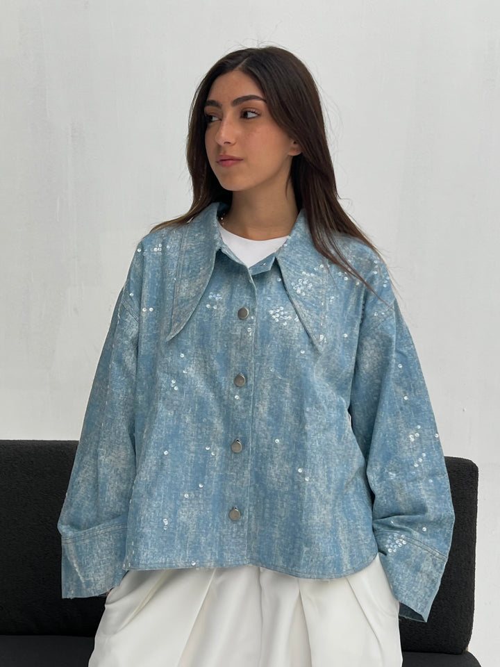 Bling Light Faded Denim Shirt