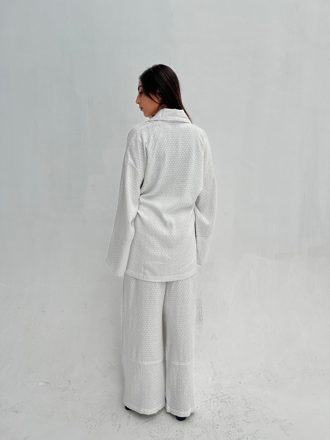 Cotton Pinstripe Set - White