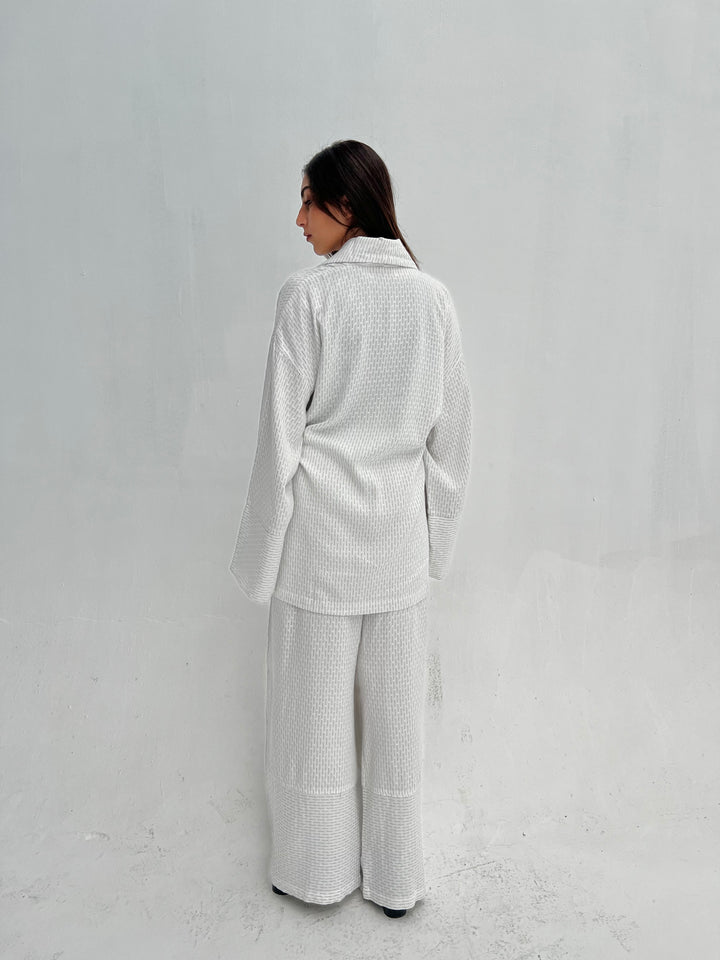 Cotton Pinstripe Set - White