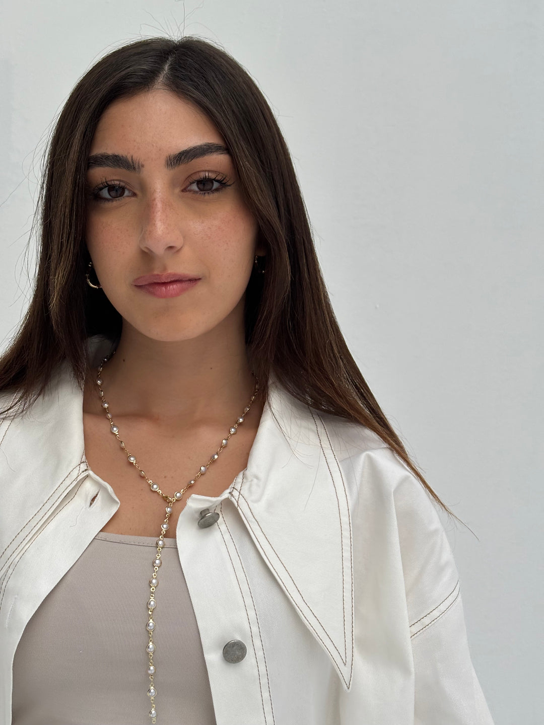 Pointed Shirt Jacket - White
