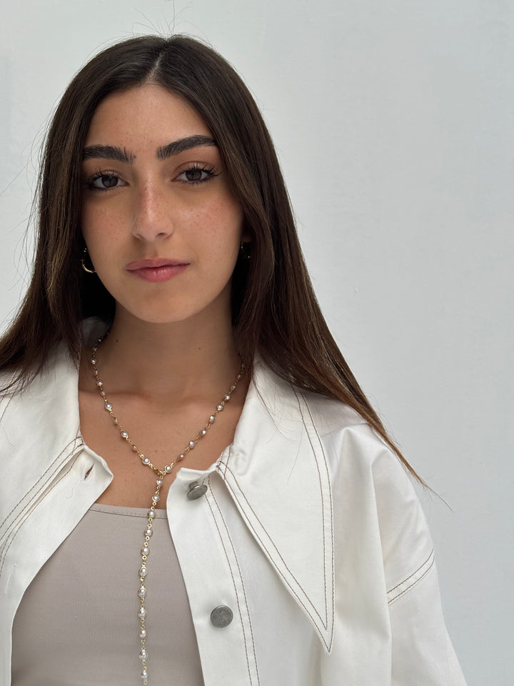 Pointed Shirt Jacket - White