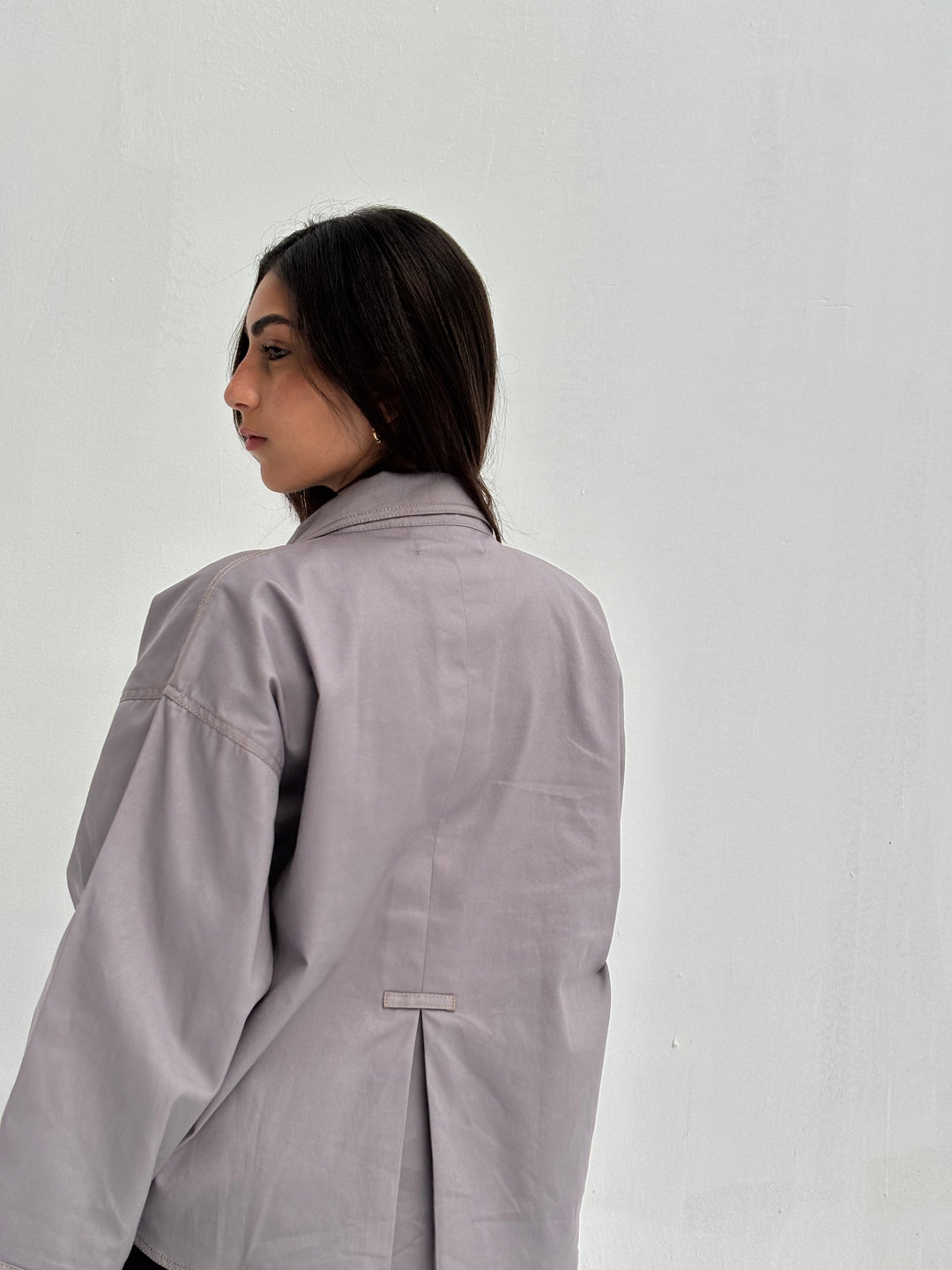 Pointed Shirt Jacket - Grey