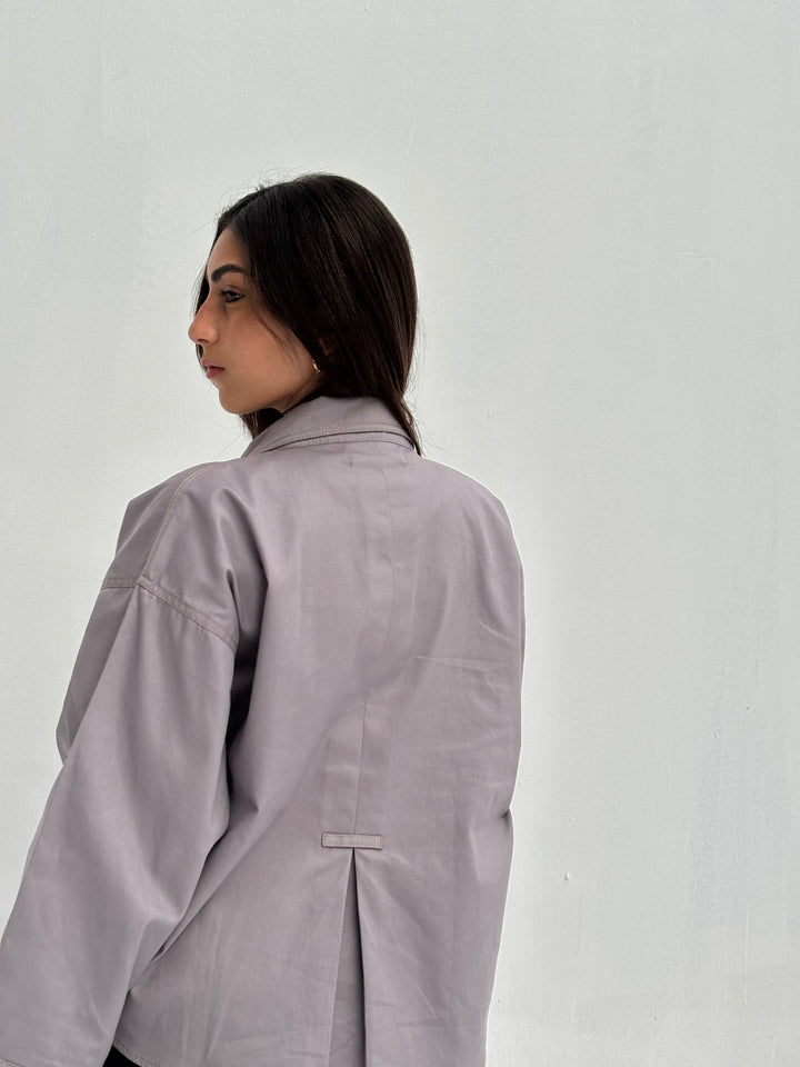 Pointed Shirt Jacket - Grey