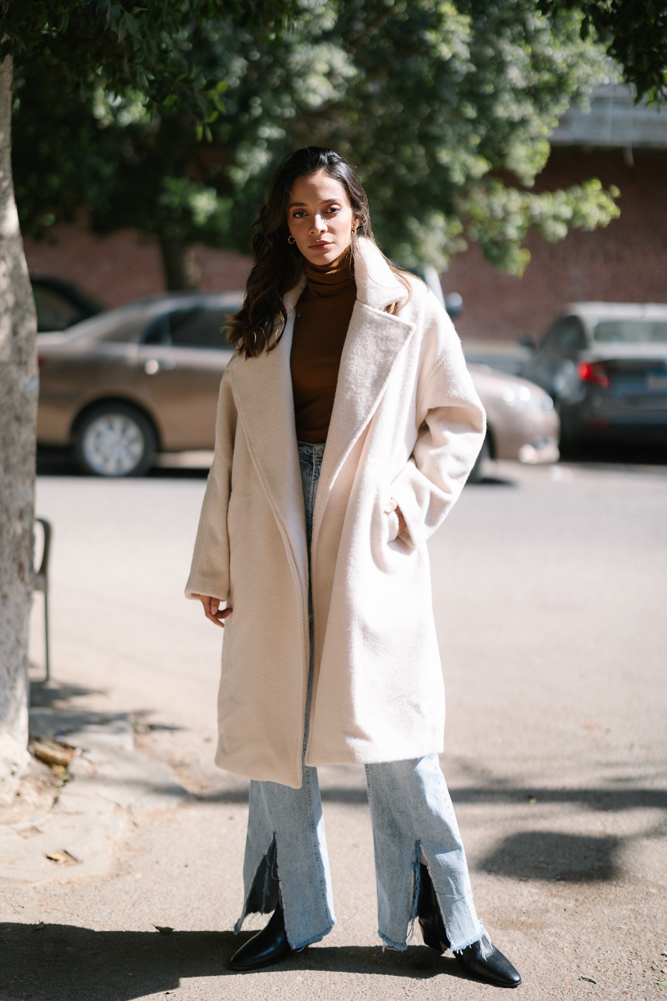 Relaxed Soft-Brushed Coat - Creme