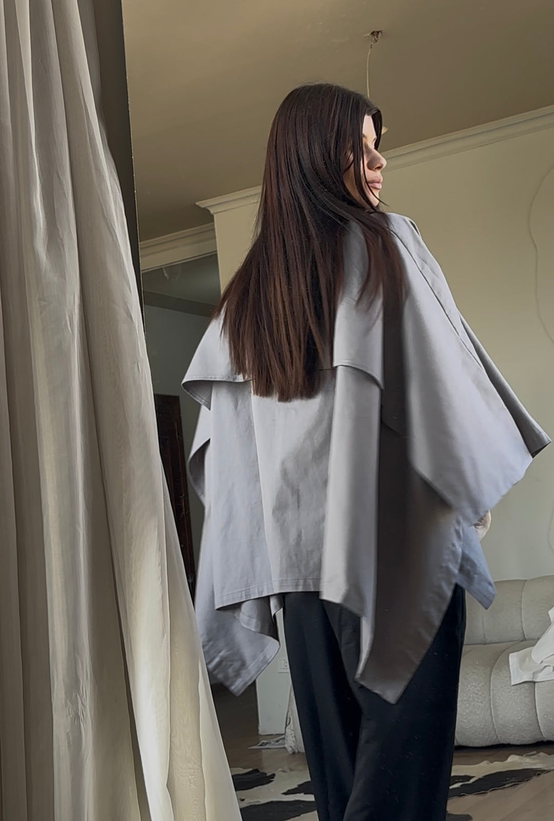 Cape Cropped Trench - Grey