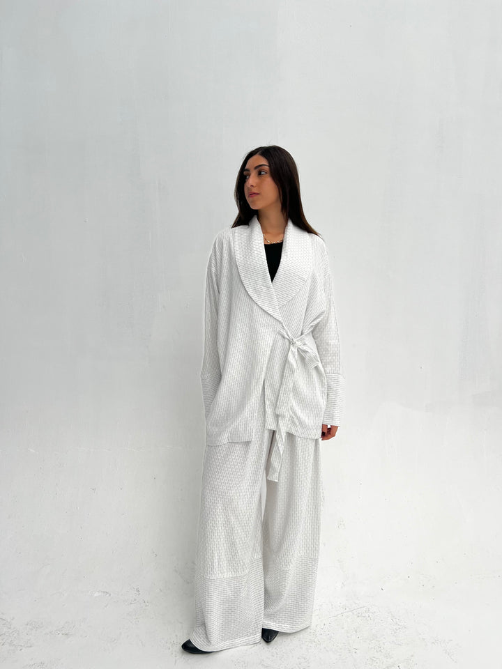 Cotton Pinstripe Set - White