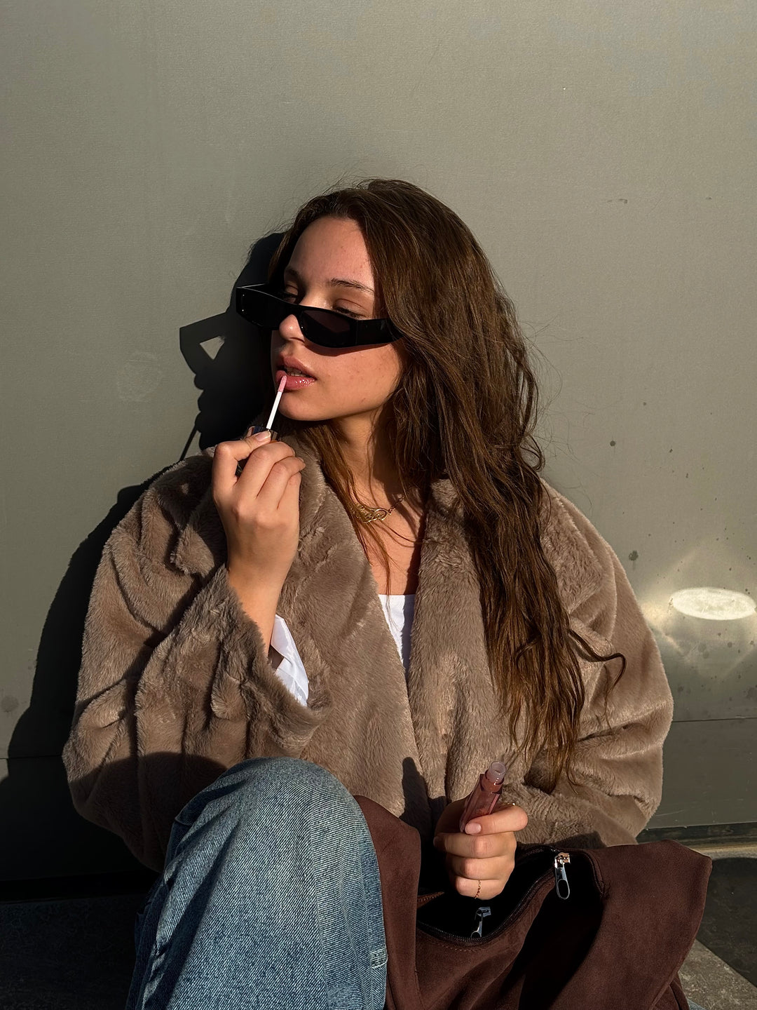 Faux Fur Jacket - Beige