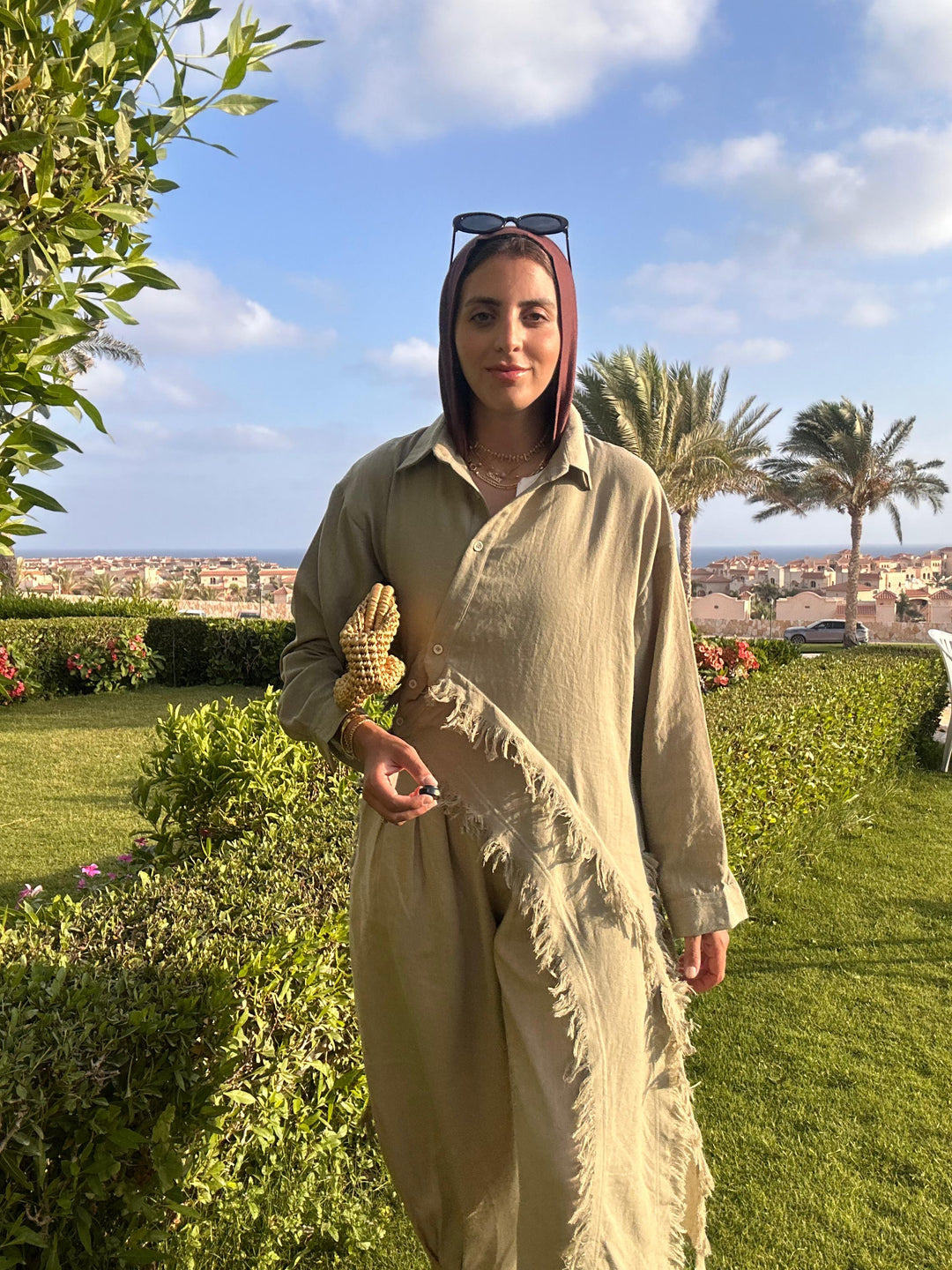 Fringed Sided Shirt in Olive