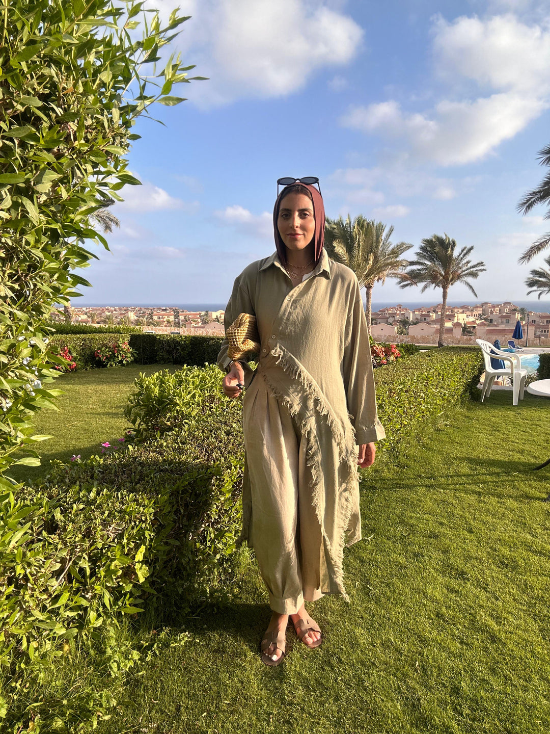 Fringed Sided Shirt in Olive