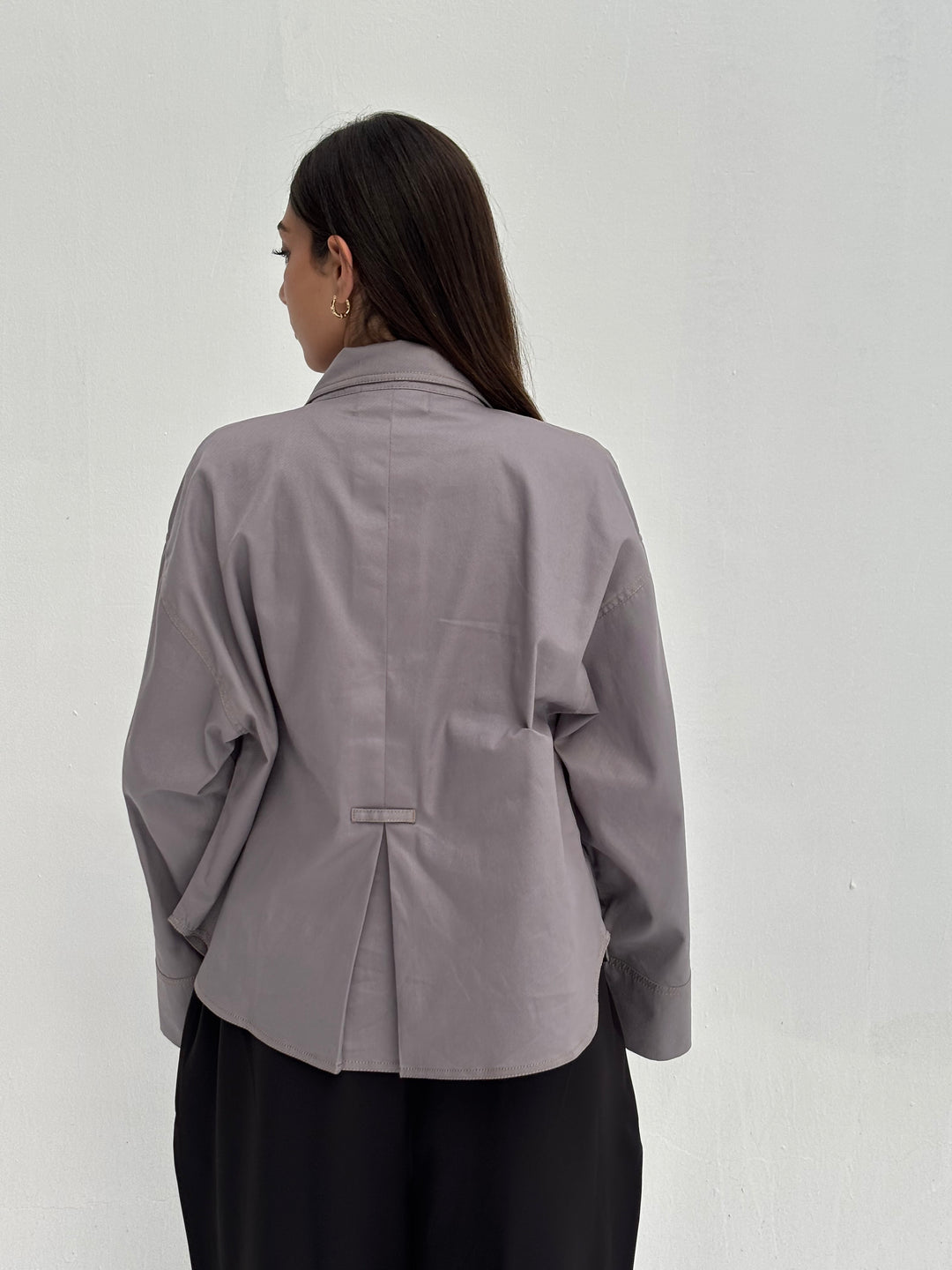 Pointed Shirt Jacket - Grey
