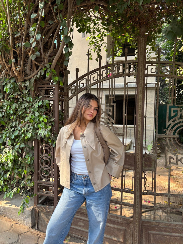 Urban Leather Jacket - Creme