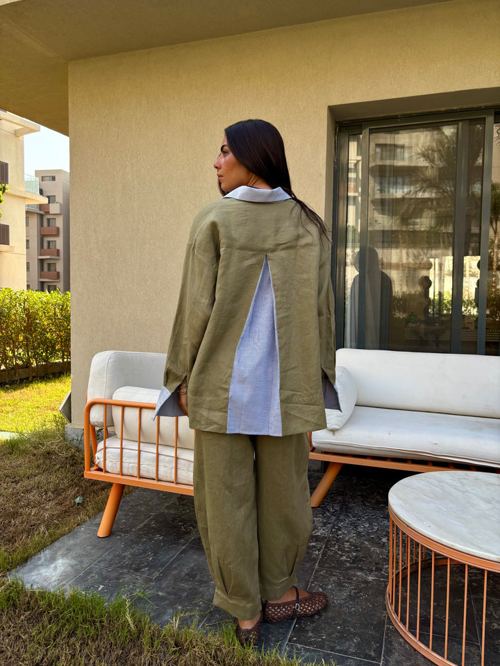 Two Tone Shirt - Olive