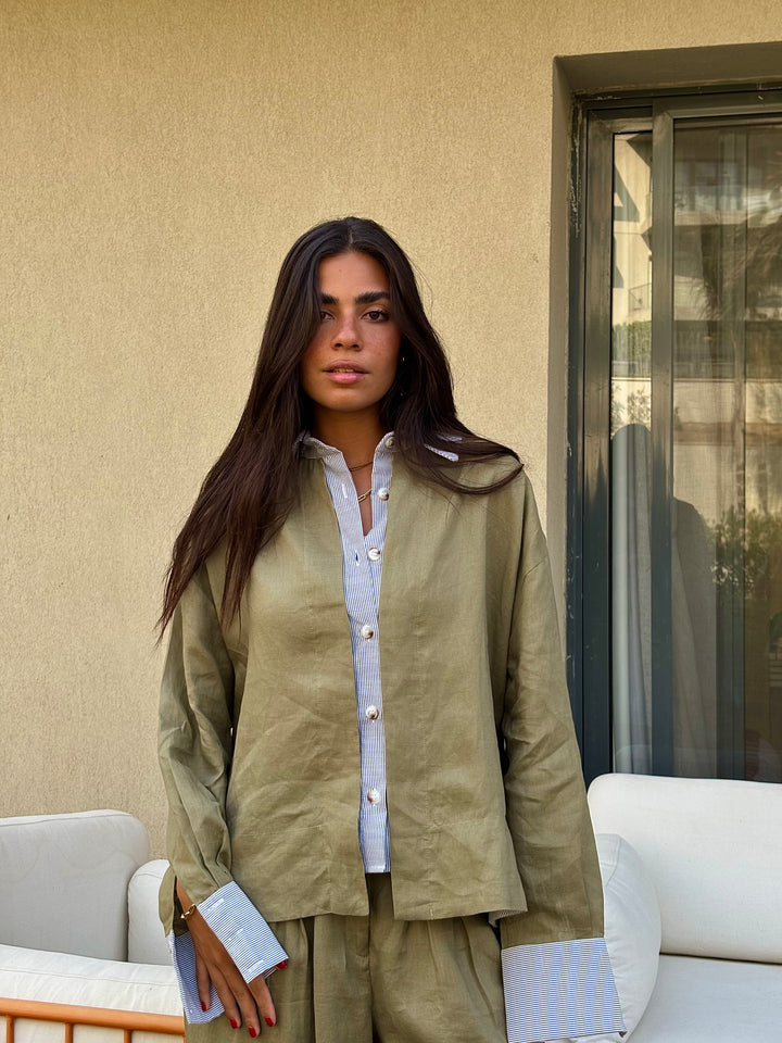 Two Tone Shirt - Olive