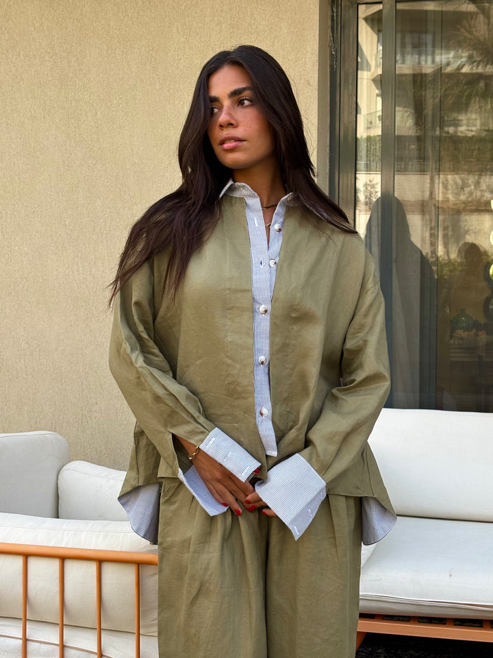 Two Tone Shirt - Olive