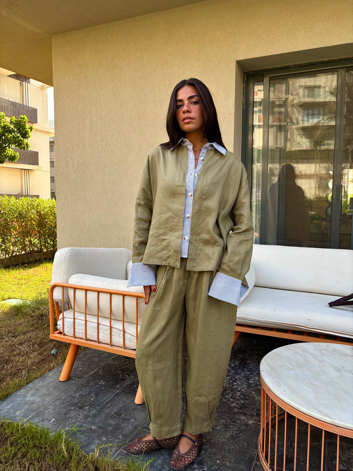 Two Tone Shirt - Olive