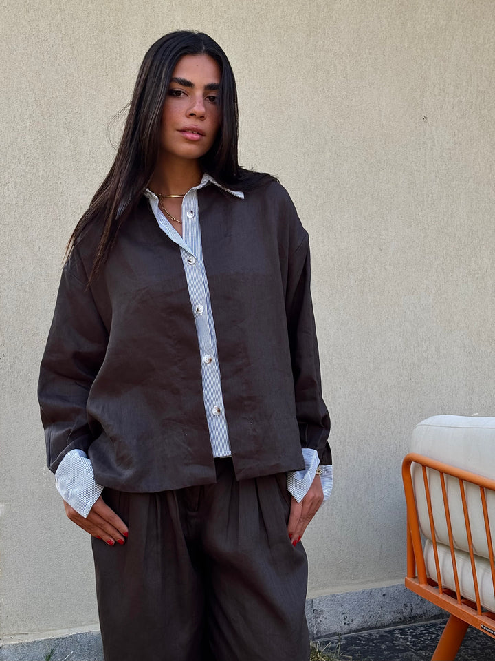 Two Tone Shirt - Espresso