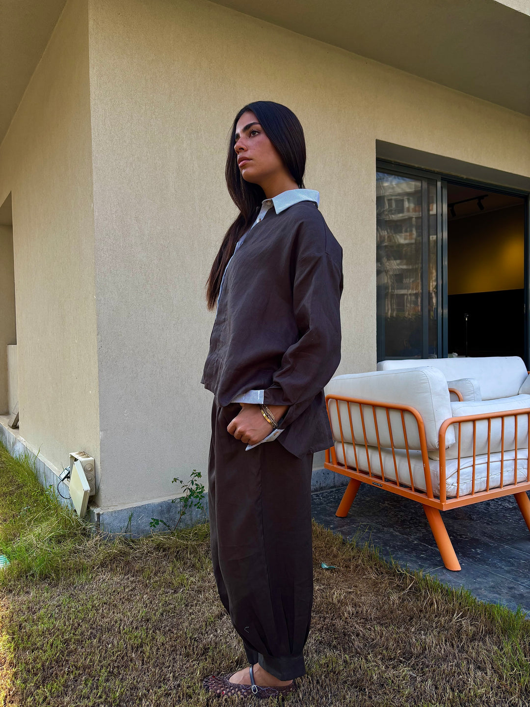 Barrel Pleat Pants - Espresso
