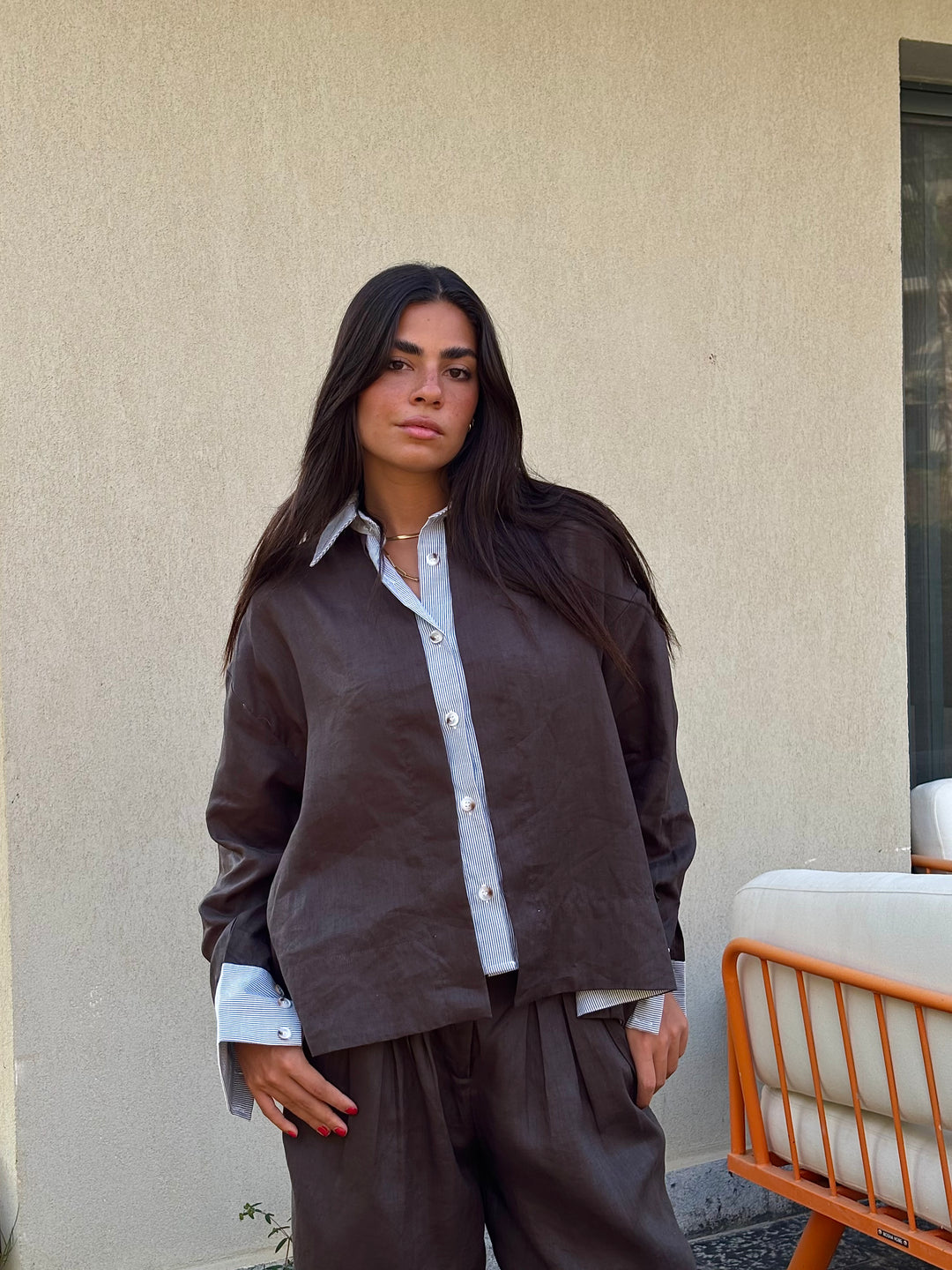 Two Tone Shirt - Espresso