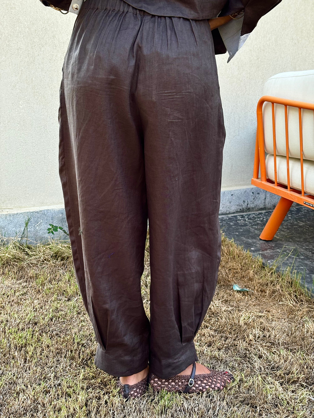 Barrel Pleat Pants - Espresso
