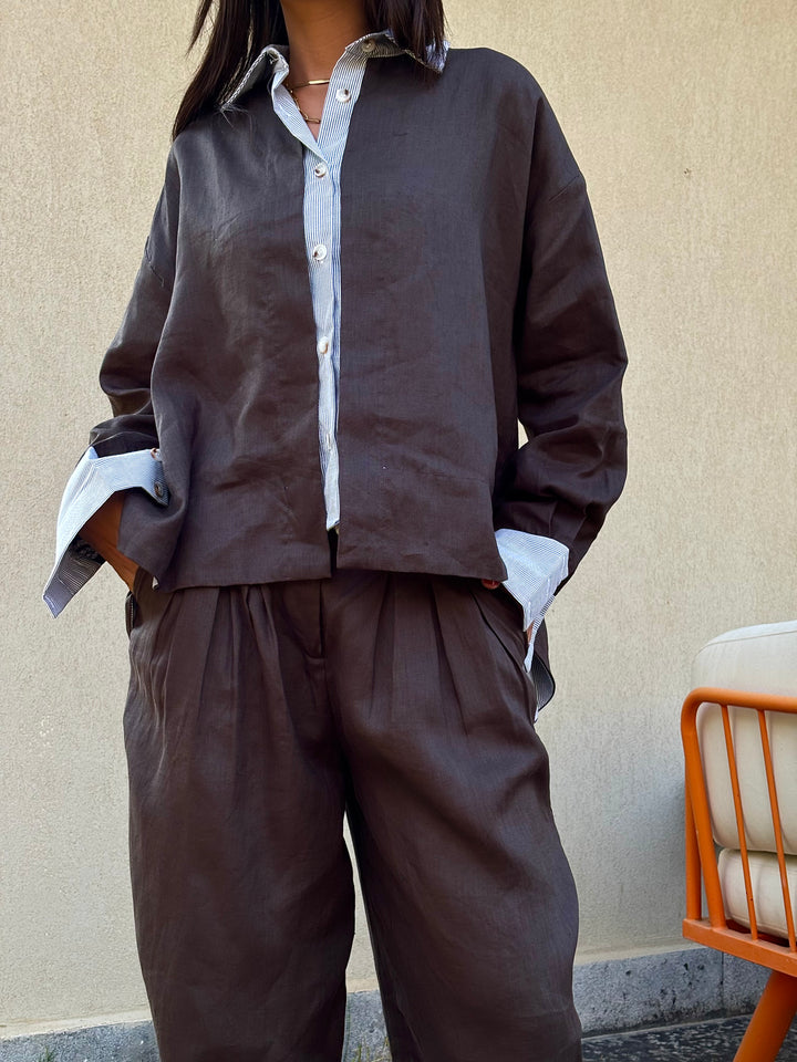 Two Tone Shirt - Espresso