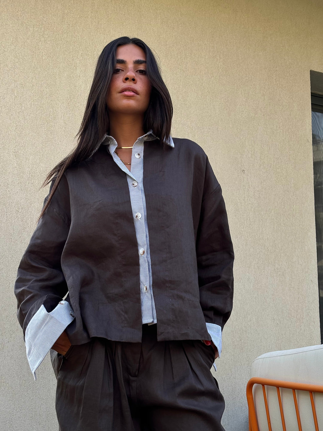 Two Tone Shirt - Espresso
