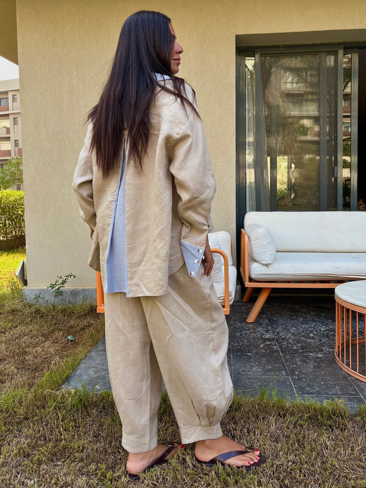 Two Tone Shirt - Beige