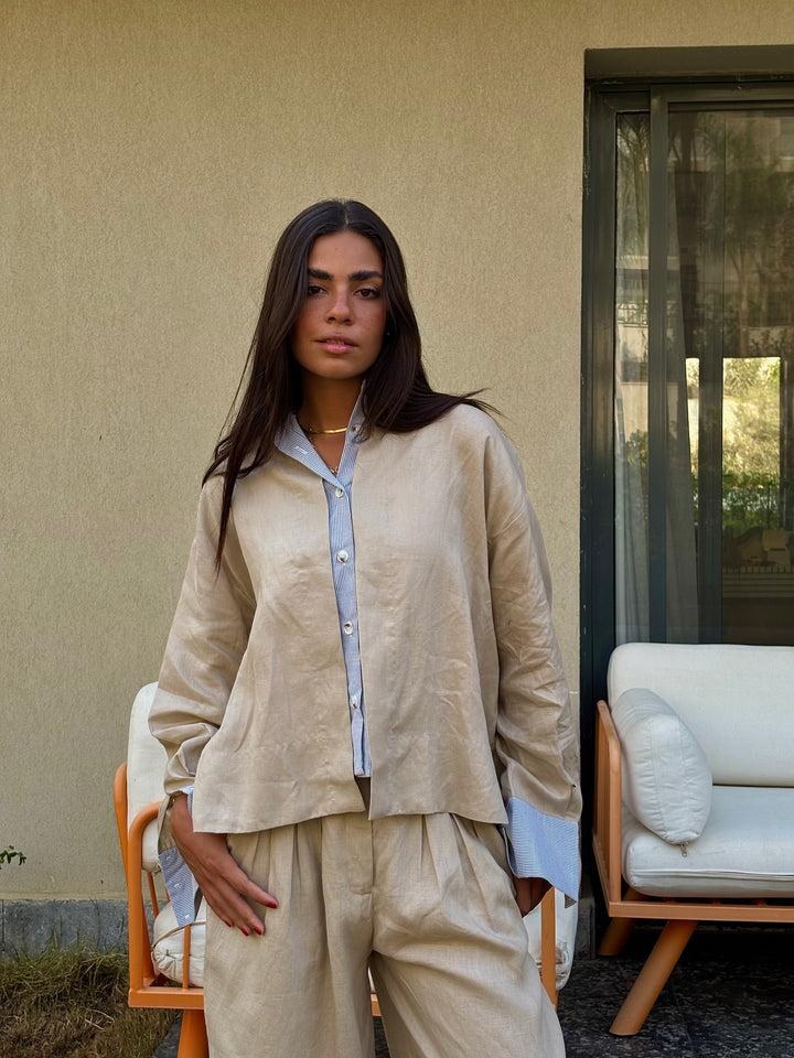 Two Tone Shirt - Beige