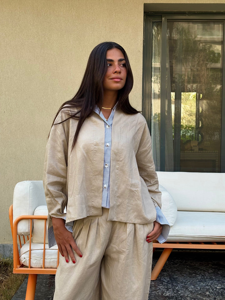Two Tone Shirt - Beige