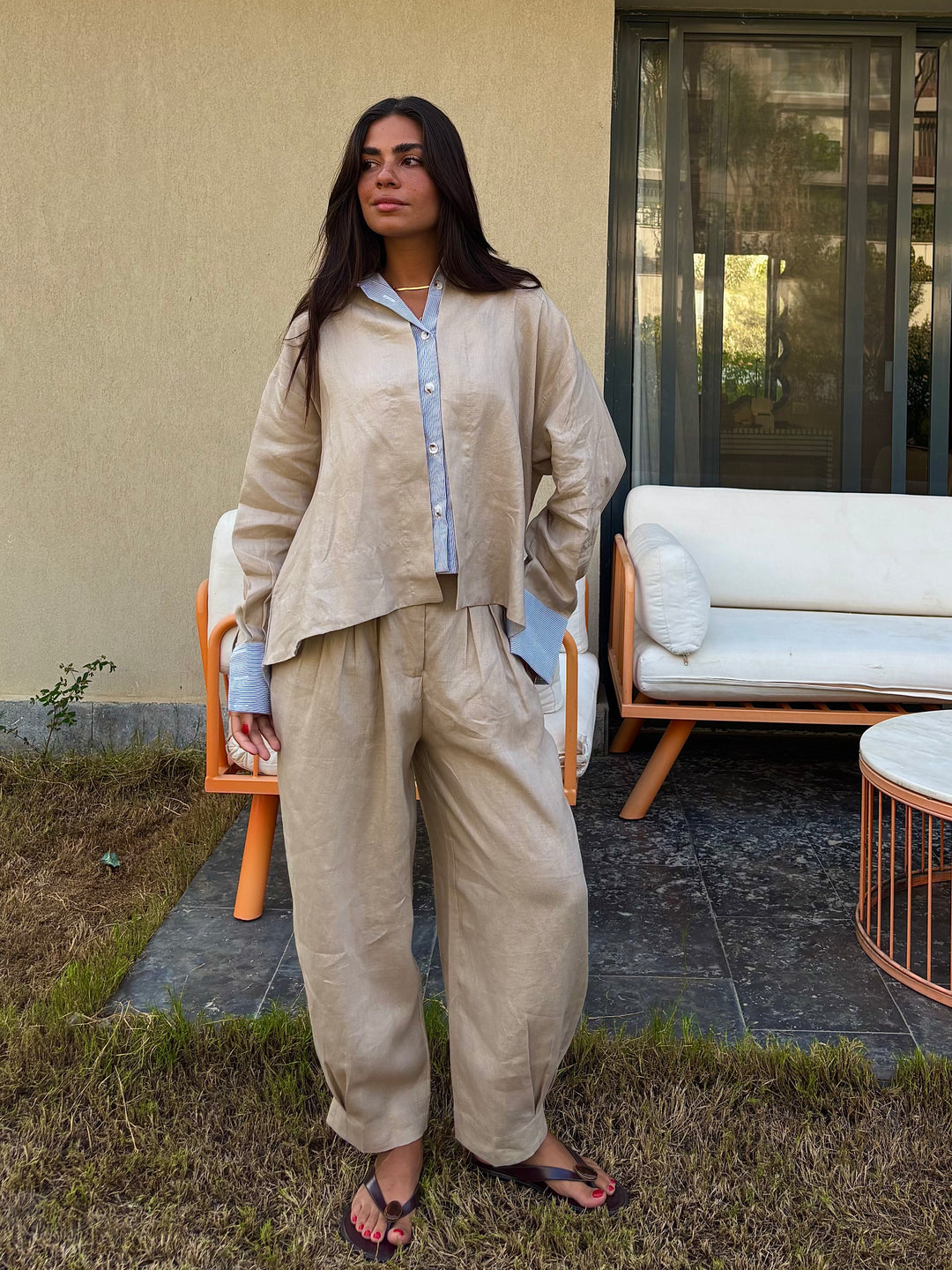 Two Tone Shirt - Beige