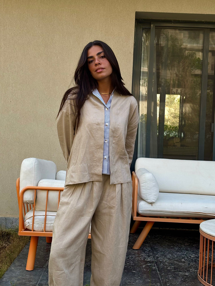 Two Tone Shirt - Beige