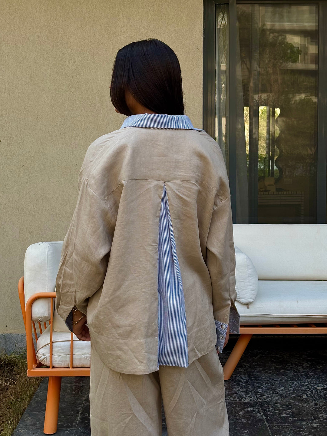 Two Tone Shirt - Beige