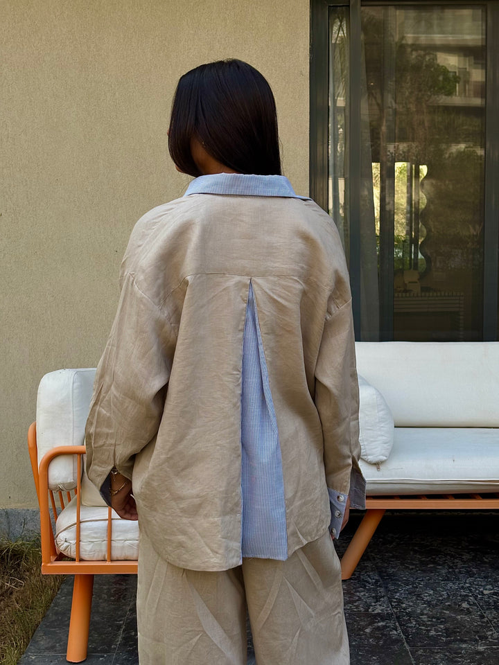 Two Tone Shirt - Beige