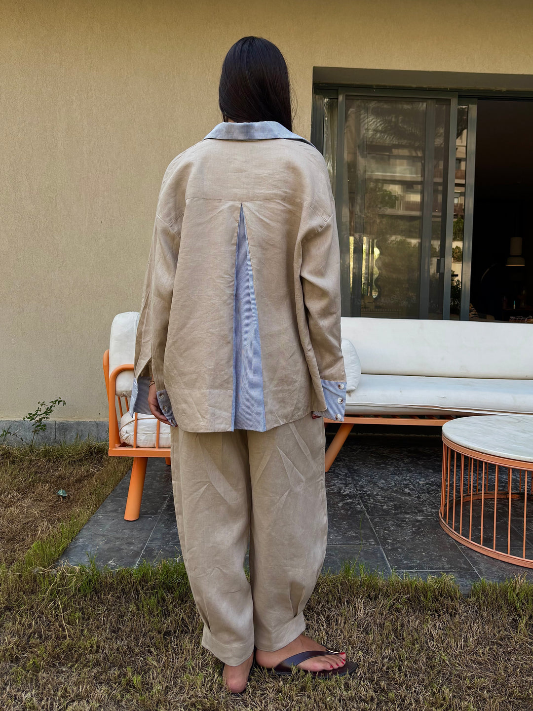 Two Tone Shirt - Beige