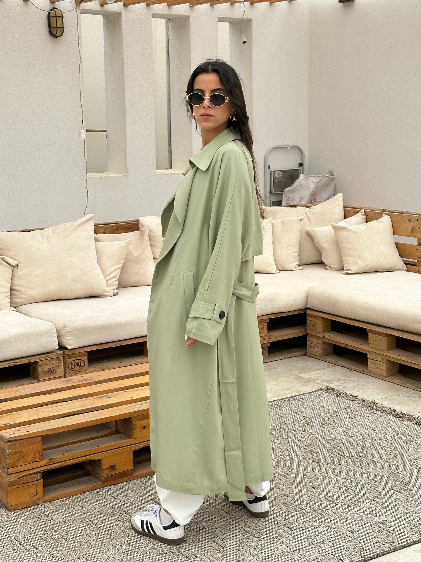 Linen Trench - Olive